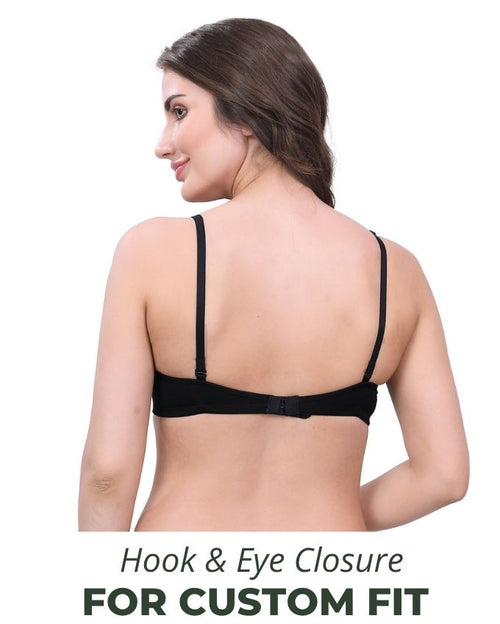 Black & Beige Lightly Padded Bra for Women - Wireless Cotton Bra for Daily Wear (Pack of 2)