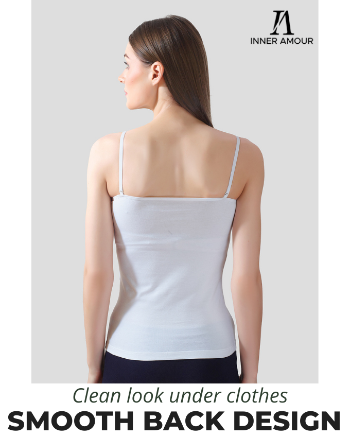 White Camisole for Women | Soft Cotton Stretch with Transparent Adjustable Straps