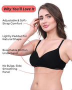 Black, Beige, Pink Lightly Padded Bra for Women - Wireless Cotton Bra for Daily Wear (Pack of 3)