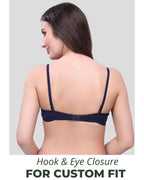 Navy Blue Lightly Padded Bra for Women - Lightly Padded, Wireless Cotton Bra for Daily Wear