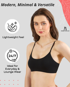 Black Slip-On Daily Wear Bra for Women – Full Coverage, Non-Padded, Everyday Comfort
