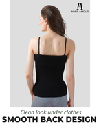 Black Camisole for Women | Soft Cotton Stretch with Transparent Adjustable Straps