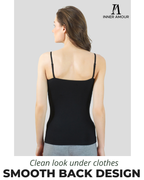 Black & Beige Cotton Camisole Slip for Women  | Soft Stretch, Comfort Fit with Adjustable Straps (Pack of 2)