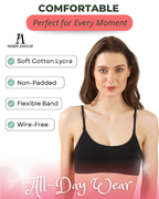 Black Slip-On Daily Wear Bra for Women – Full Coverage, Non-Padded, Everyday Comfort