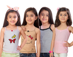 Kids Cotton Camisole - Soft Stretchable Daily Wear Camisoles for Girls Assorted (Pack of 3)