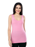 Women’s Pink Cotton Sleeveless Camisole Tank Top with Broad Straps & Hip Length Fit