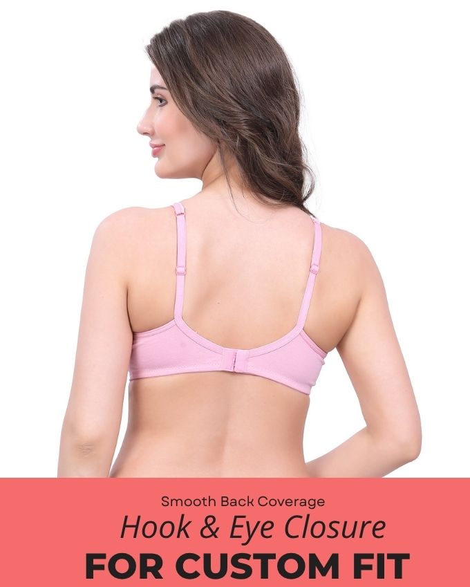 Pink Cotton Bra for Women | Non-Padded, Wireless, Full Coverage | Daily Wear Comfort Bra