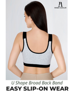 Black & Grey Cotton Sleep-On Bra For Women  | Non-Padded, Wire-Free, Stretch Fit | Home, Sleep & Casual Wear