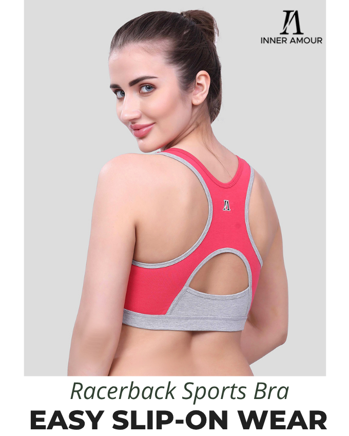 Carrot & Grey Sports Bra for Women | Non-Padded, Moisture-Wicking, Full Coverage Activewear Bra