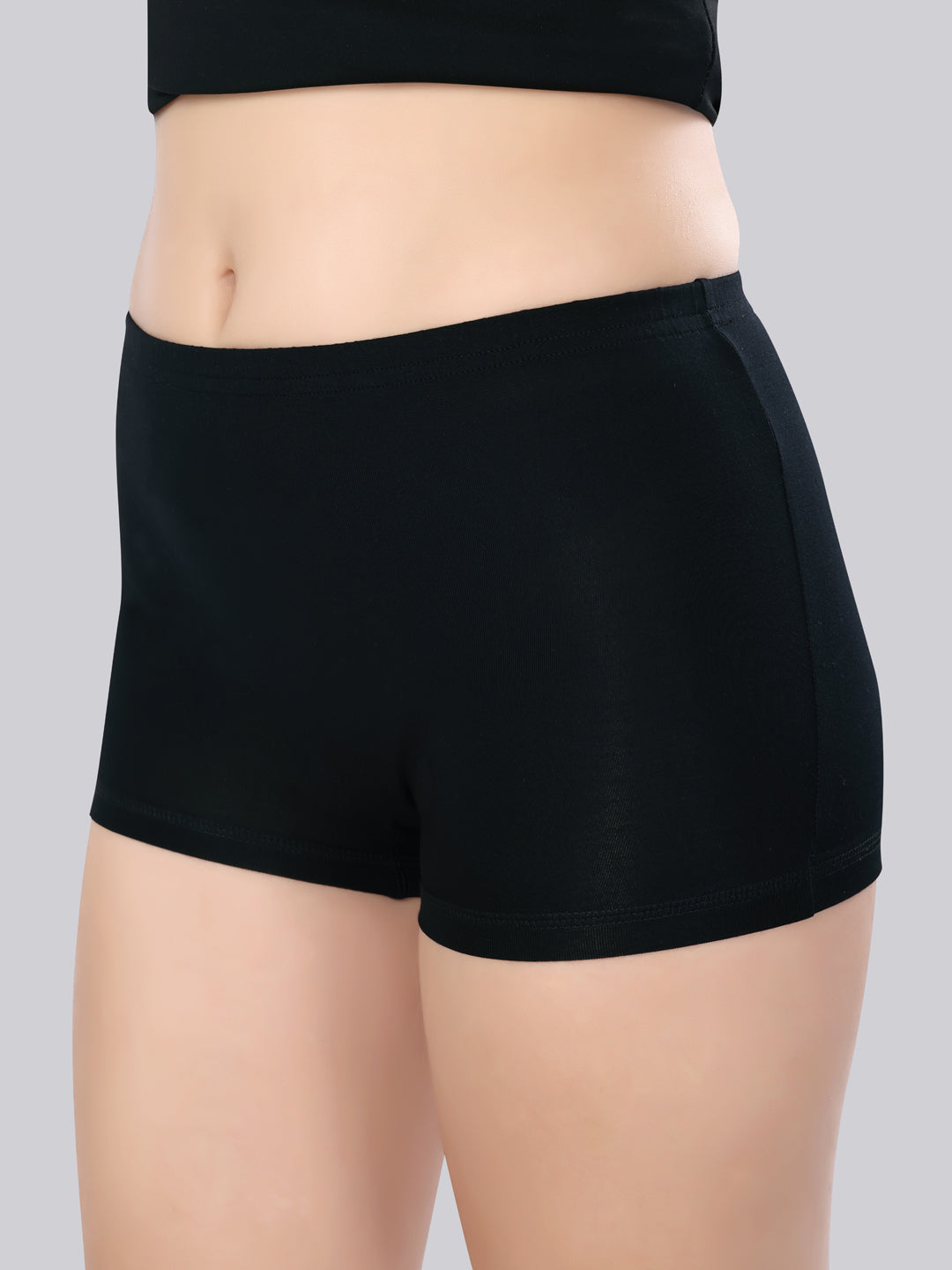 Women’s Mid Rise Skinny Fit Shorts Panty –  Modal Black Shorts (Pack 0f 2)