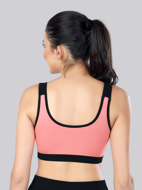 Black & Carrot Cotton Sleep-On Bra For Women  | Non-Padded, Wire-Free, Stretch Fit | Home, Sleep & Casual Wear