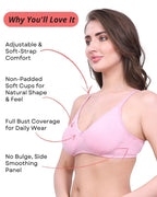 Pink Cotton Bra for Women | Non-Padded, Wireless, Full Coverage | Daily Wear Comfort Bra