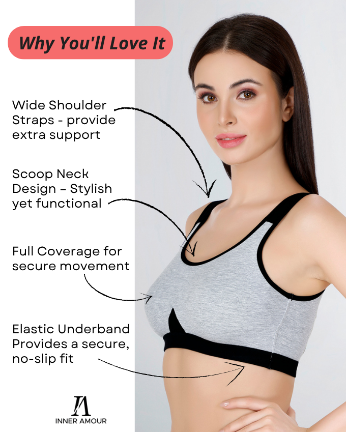 Black & Grey Cotton Sleep-On Bra For Women  | Non-Padded, Wire-Free, Stretch Fit | Home, Sleep & Casual Wear