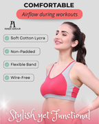 Carrot & Grey Sports Bra for Women | Non-Padded, Moisture-Wicking, Full Coverage Activewear Bra