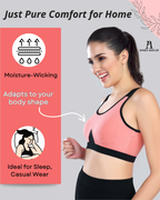 Black & Carrot Cotton Sleep-On Bra For Women  | Non-Padded, Wire-Free, Stretch Fit | Home, Sleep & Casual Wear