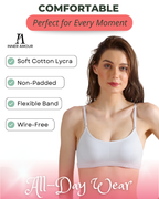 White Slip-On Daily Wear Bra for Women – Full Coverage, Non-Padded, Everyday Comfort