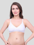 White Cotton Bra for Women | Non-Padded, Wireless, Full Coverage | Daily Wear Comfort Bra