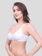White Cotton Bra for Women | Non-Padded, Wireless, Full Coverage | Daily Wear Comfort Bra