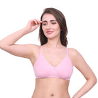 Black, Pink, Red Cotton Bra for Women | Non-Padded, Wireless, Full Coverage Daily Wear Bra (Pack of 3)