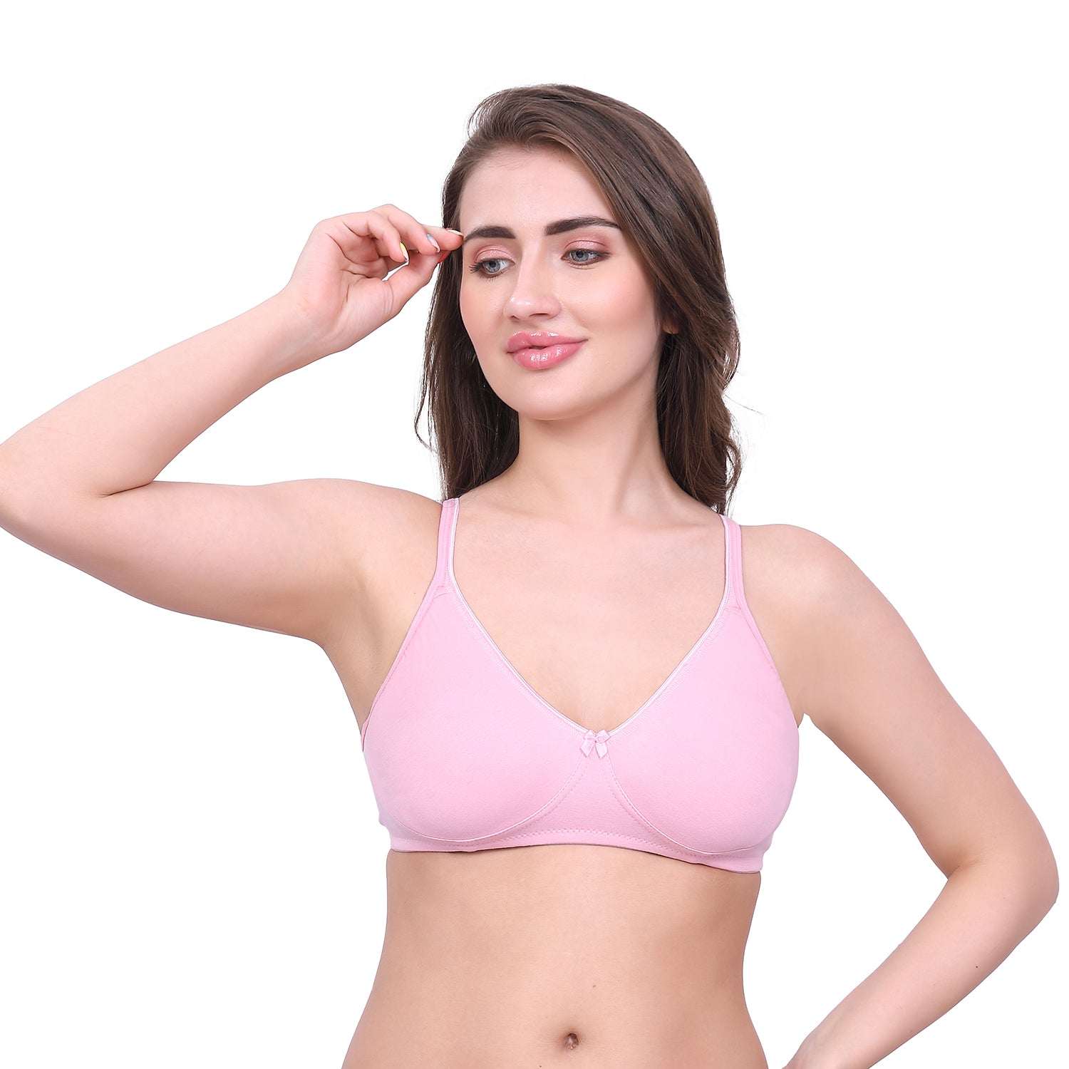 Black, Beige, Pink Cotton Bra for Women | Non-Padded, Wireless, Full Coverage Daily Wear Bra (Pack of 3)