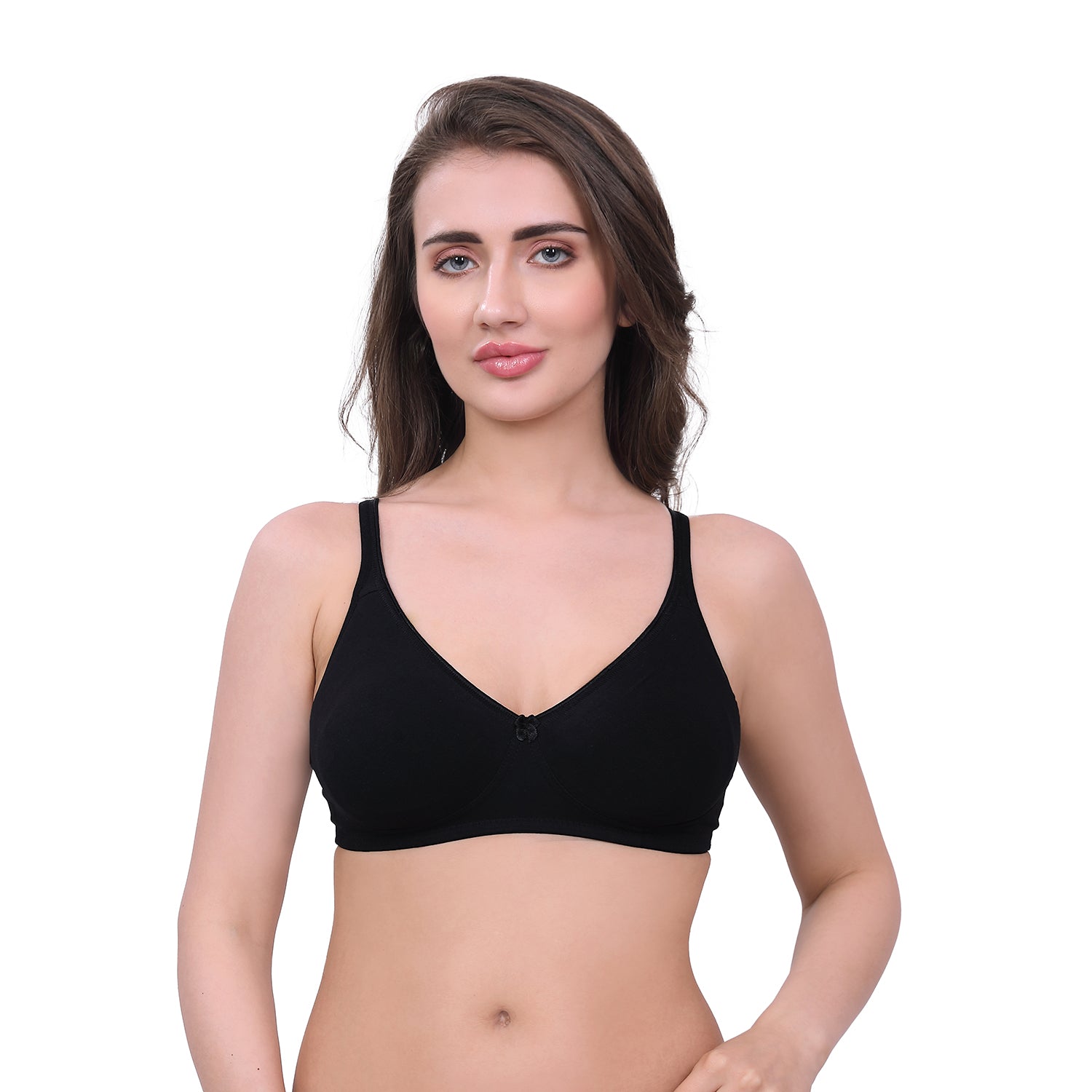 Black Cotton Bra for Women | Non-Padded, Wireless, Full Coverage | Daily Wear Comfort Bra