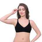 White, Black, Beige Cotton Bra for Women | Non-Padded, Wireless, Full Coverage Daily Wear Bra (Pack of 3)
