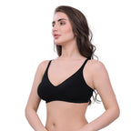 Black Cotton Bra for Women | Non-Padded, Wireless, Full Coverage | Daily Wear Comfort Bra