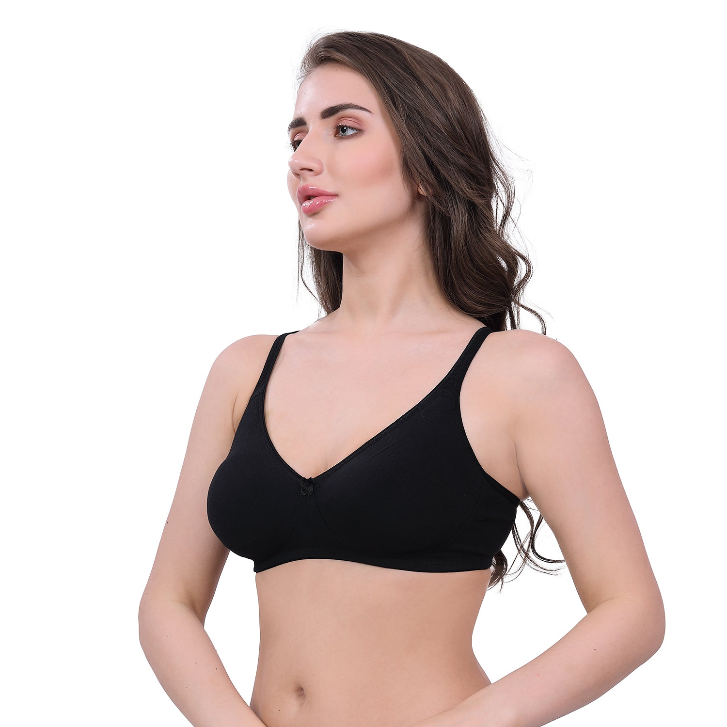 Black Cotton Bra for Women | Non-Padded, Wireless, Full Coverage | Daily Wear Comfort Bra