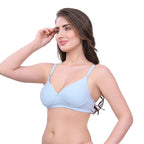 White, Black, Blue Lightly Padded Bra for Women - Wireless Cotton Bra for Daily Wear (Pack of 3)