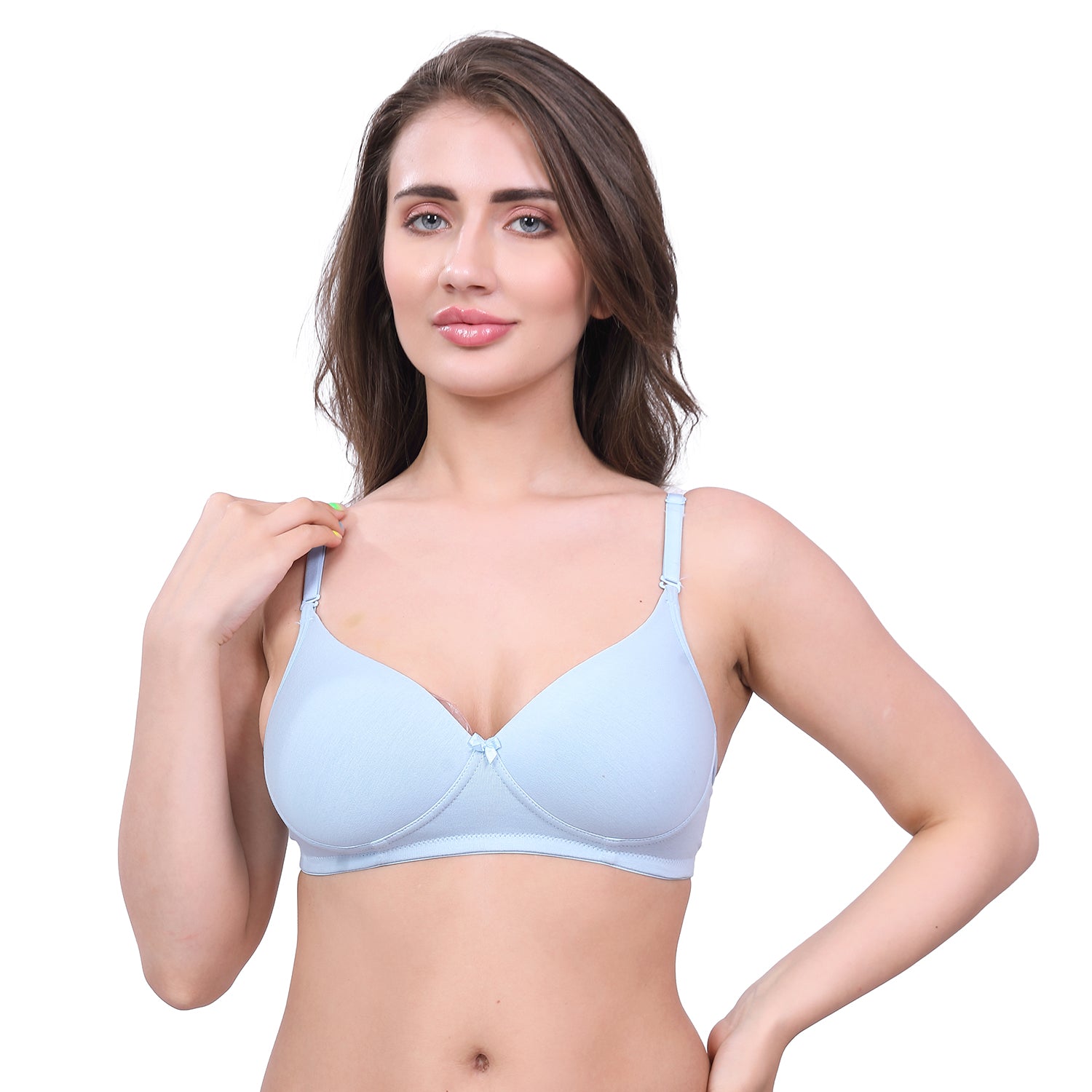 Navy Blue, Blue, Pink Lightly Padded Bra for Women - Wireless Cotton Bra for Daily Wear (Pack of 3)