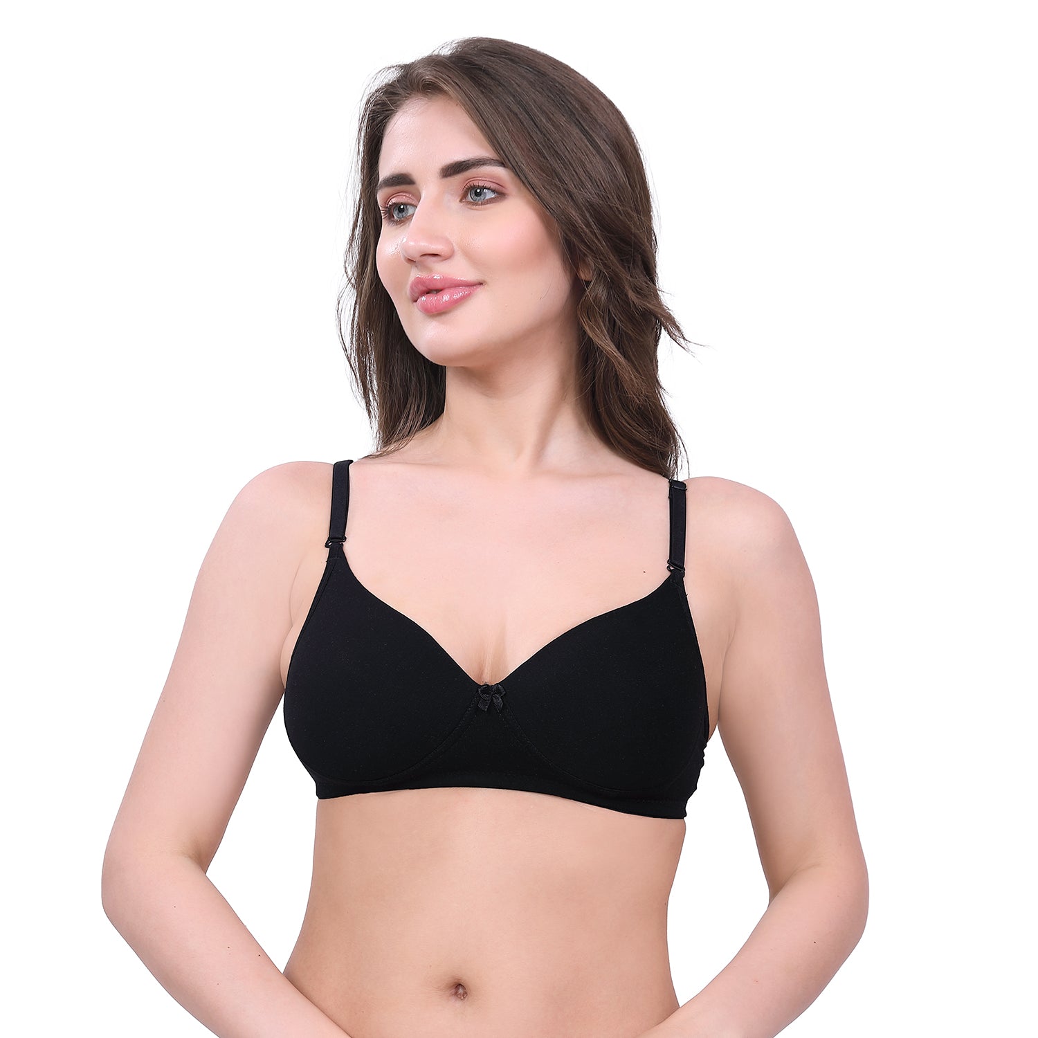 Black Lightly Padded Bra for Women - Lightly Padded, Wireless Cotton Bra for Daily Wear