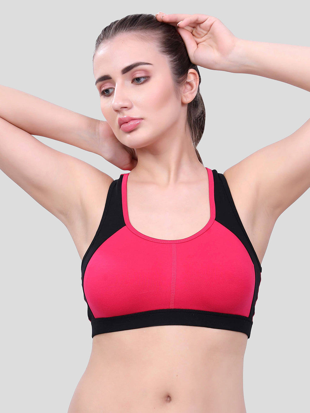 Color Block Sports Bra for Women | Non-Padded, Moisture-Wicking, Full Coverage Activewear Bra (Pack of 3)