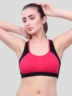 Color Block Sports Bra for Women | Non-Padded, Moisture-Wicking, Full Coverage Activewear Bra (Pack of 3)