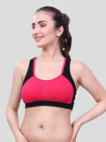 Black & Pink Sports Bra for Women | Non-Padded, Moisture-Wicking, Full Coverage Activewear Bra