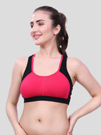 Color Block Sports Bra for Women | Non-Padded, Moisture-Wicking, Full Coverage Activewear Bra (Pack of 3)