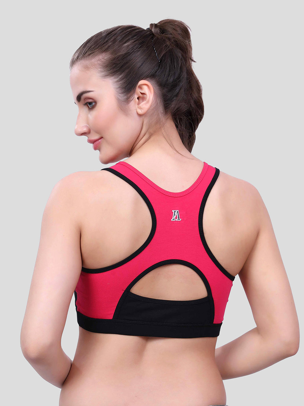 Black & Pink Sports Bra for Women | Non-Padded, Moisture-Wicking, Full Coverage Activewear Bra