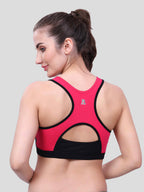 Black & Pink Sports Bra for Women | Non-Padded, Moisture-Wicking, Full Coverage Activewear Bra