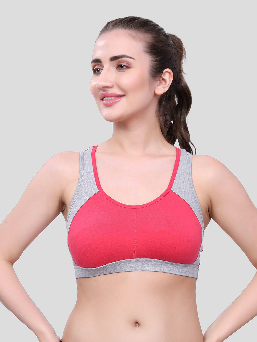 Carrot & Grey Sports Bra for Women | Non-Padded, Moisture-Wicking, Full Coverage Activewear Bra