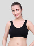 Black Cotton Sleep-On Bra For Women  | Non-Padded, Wire-Free, Stretch Fit | Home, Sleep & Casual Wear