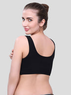Black Cotton Sleep-On Bra For Women  | Non-Padded, Wire-Free, Stretch Fit | Home, Sleep & Casual Wear