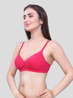 Pink Lightly Padded Bra for Women - Lightly Padded, Wireless Cotton Bra for Daily Wear