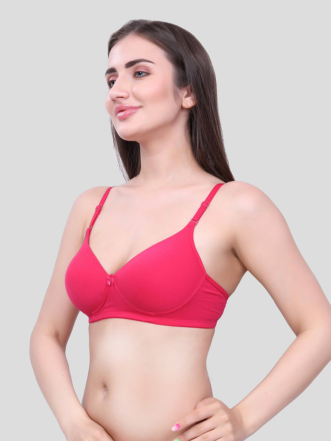 Pink Lightly Padded Bra for Women - Lightly Padded, Wireless Cotton Bra for Daily Wear