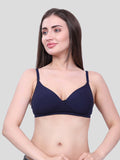 Navy Blue Lightly Padded Bra for Women - Lightly Padded, Wireless Cotton Bra for Daily Wear