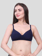 Navy Blue Lightly Padded Bra for Women - Lightly Padded, Wireless Cotton Bra for Daily Wear