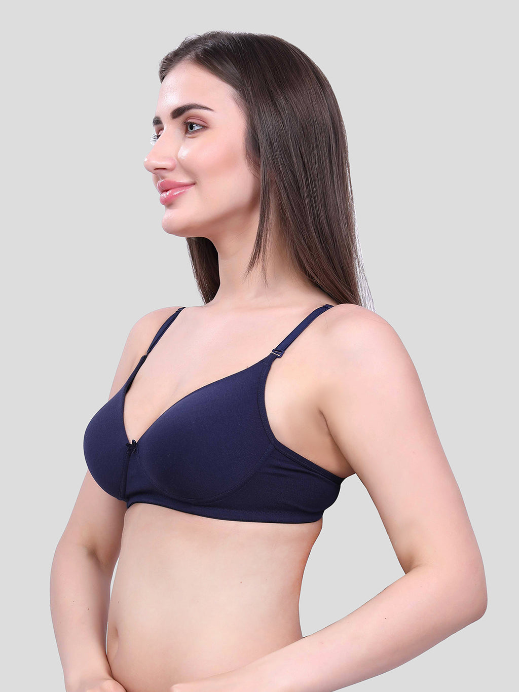 White, Black, Navy Blue Lightly Padded Bra for Women - Wireless Cotton Bra for Daily Wear (Pack of 3)