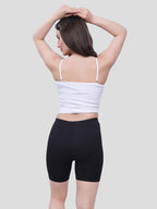 Black Cotton Women’s Mid Rise Skinny Fit Shorts for Gym & Workout (Pack of 2)