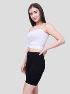 Black Cotton Women’s Mid Rise Skinny Fit Shorts for Gym & Workout (Pack of 2)