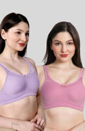 Lavender & Pink Women Minimizer Bra – Full Coverage Cotton Bra, Wire-Free & Non-Padded Everyday Support (Pack of 2)