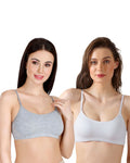 White & Grey Slip-On Daily Wear Bra for Women – Full Coverage, Non-Padded, Everyday Comfort (Pack of 2)