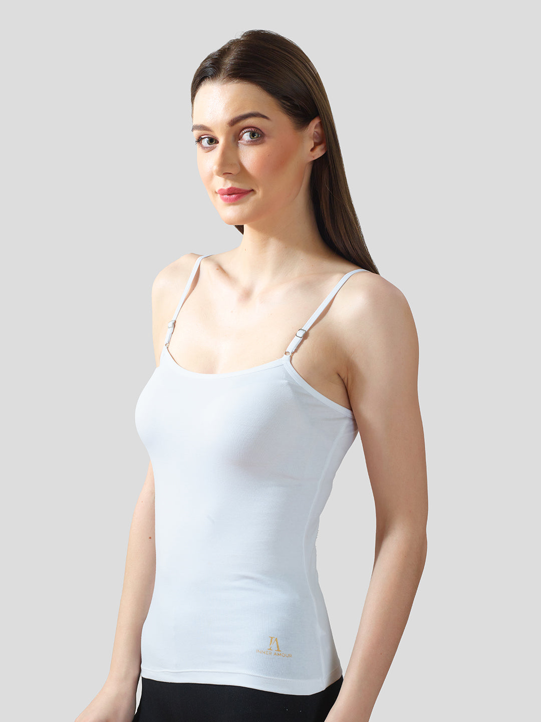 White Cotton Camisole Slip for Women  | Soft Stretch, Comfort Fit with Adjustable Straps